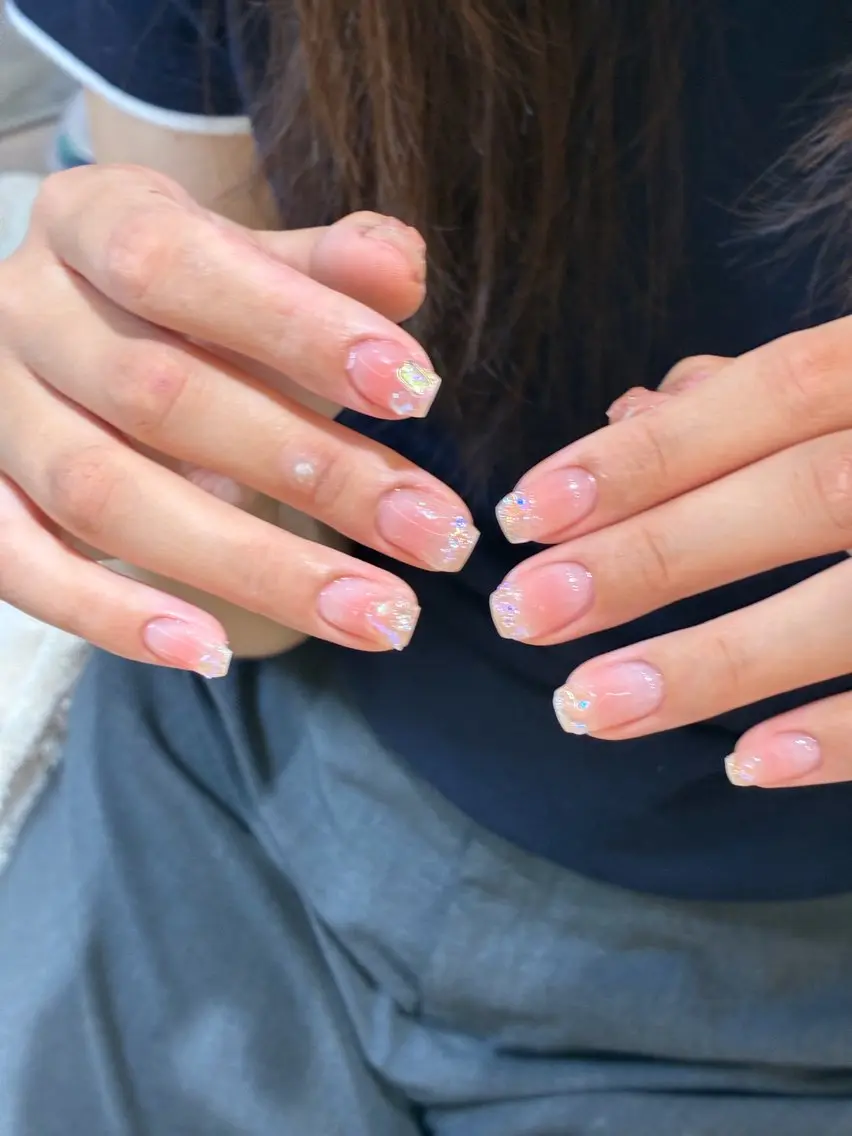 ネイル チークネイル 長さ出し フレンチネイル ガーリー 韓国ネイル Sun Nail linaのネイルデザイン