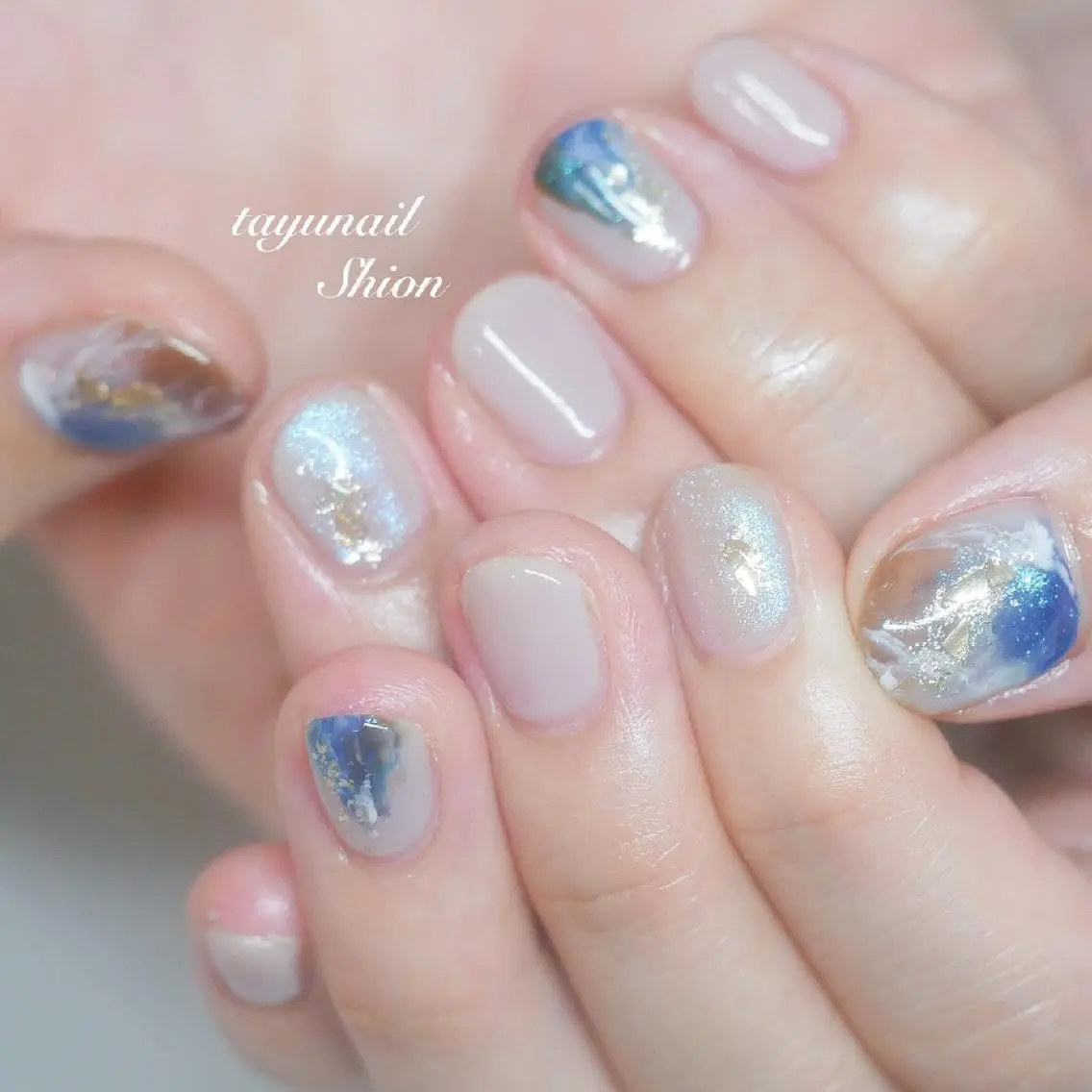 ネイル アートネイル ブルー ジェルネイル パラジェル 夏ネイル ネイルサロン 【たゆnail】のネイルデザイン