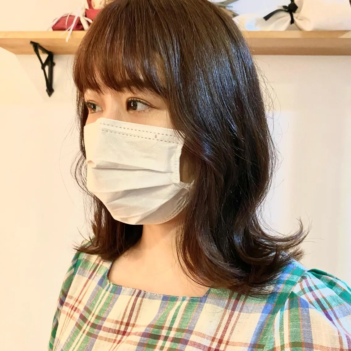 ミディアム くびれヘア レイヤーカット ショート& パーマ　坂本のヘアスタイル