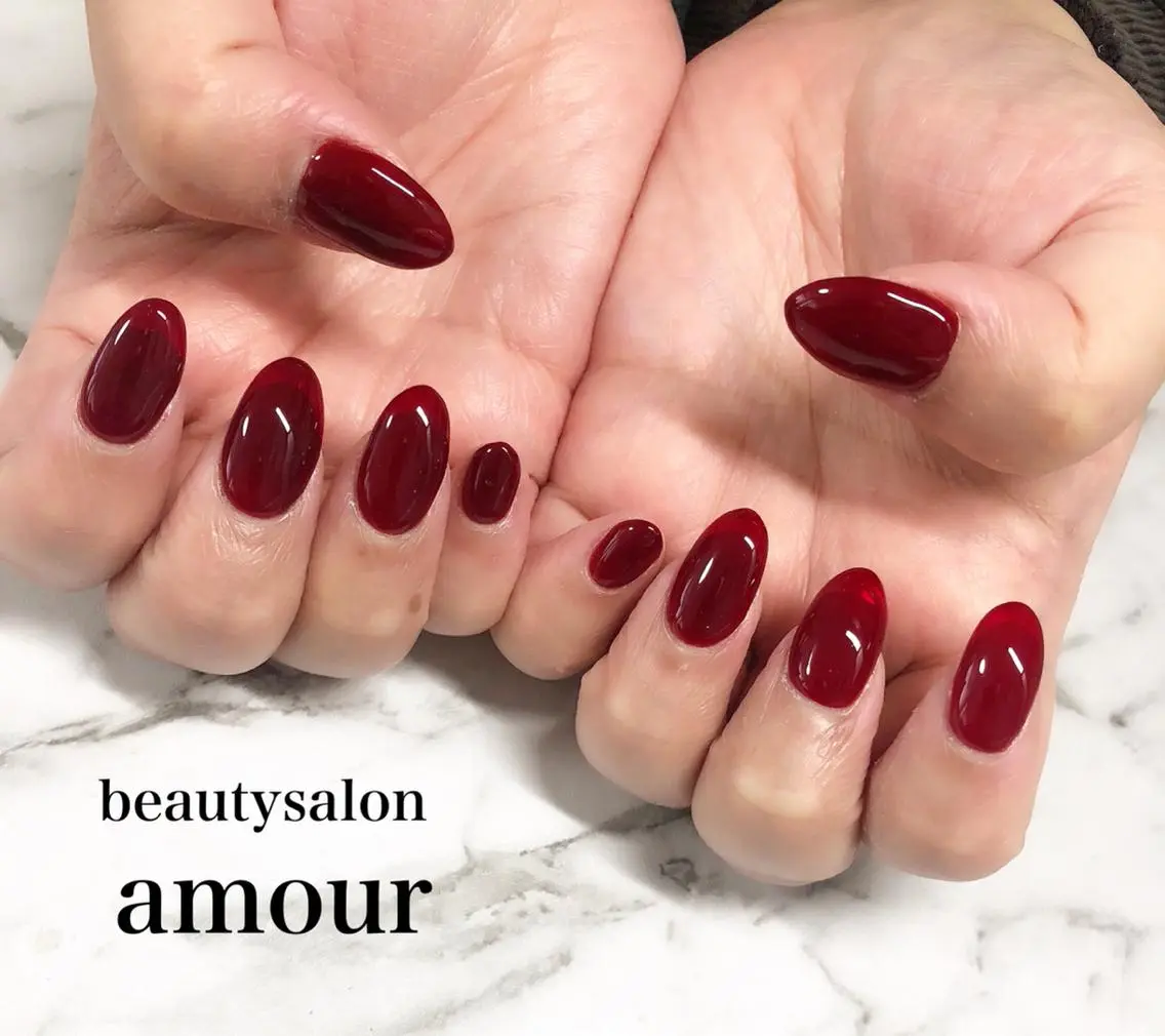 ネイル ジェルネイル ワンカラーネイル amour 平塚店のネイルデザイン