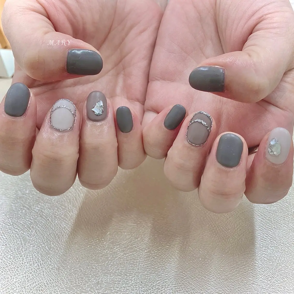 ネイル フレンチネイル マットネイル ニュアンスネイル ハンドネイル Mary nail .narumiのネイルデザイン