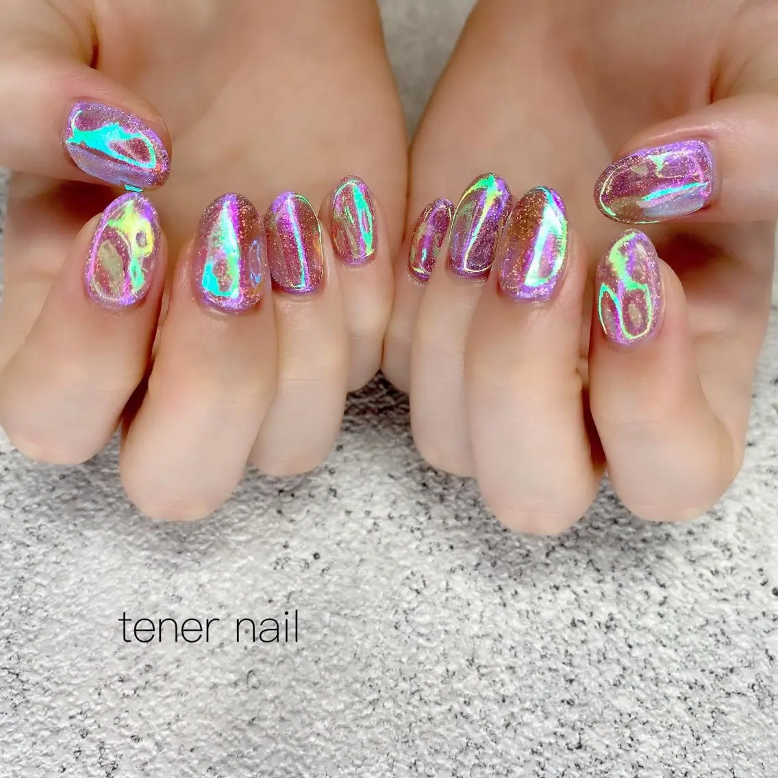 ネイル 氷ネイル・うるうるネイル ラメ(グリッター) テネルネイル tener nailのネイルデザイン