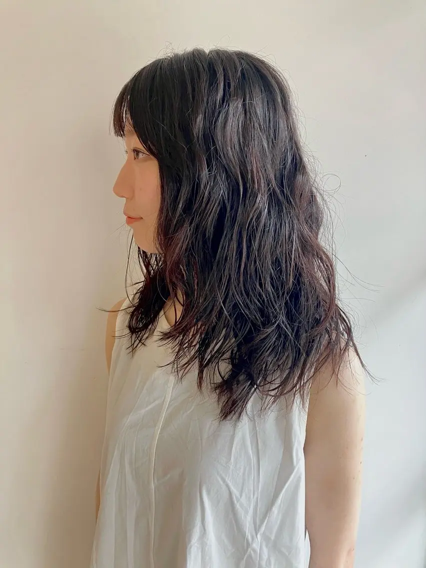 ミディアム パーマ ミディアムパーマ くせ毛 ニュアンスパーマ カット パーマ 川間 将彦のヘアスタイル