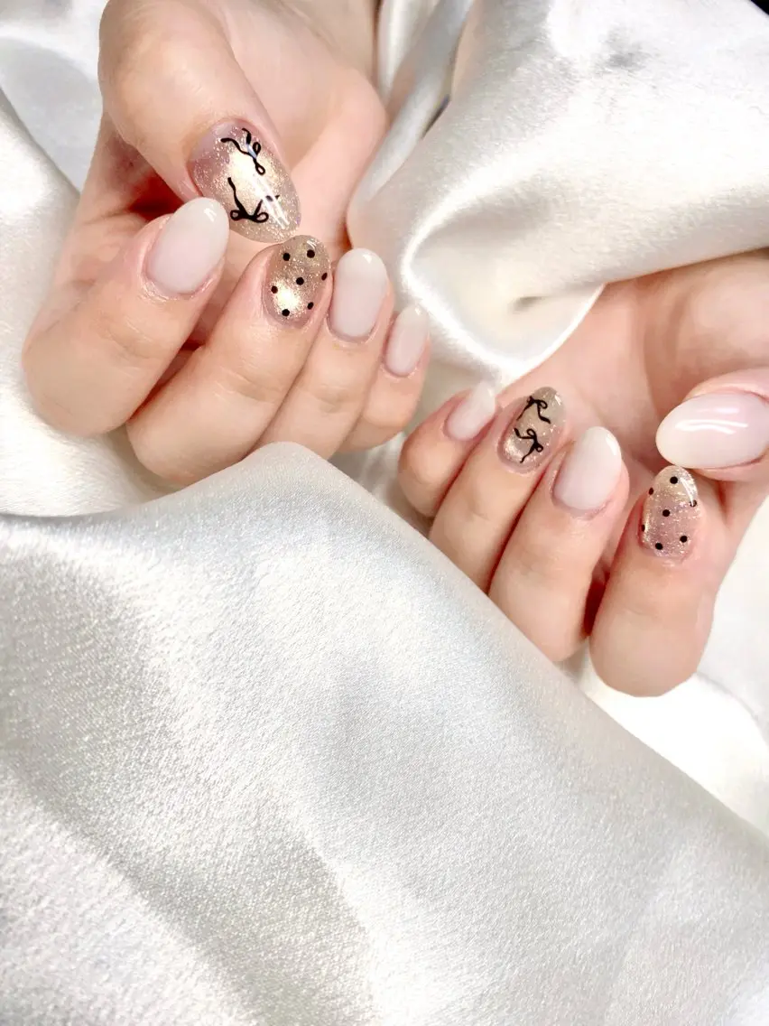 ネイル 桜ネイル ドット マグネットネイル ワンカラーネイル ピンク ハンドネイル Nail salon BeBeのネイルデザイン