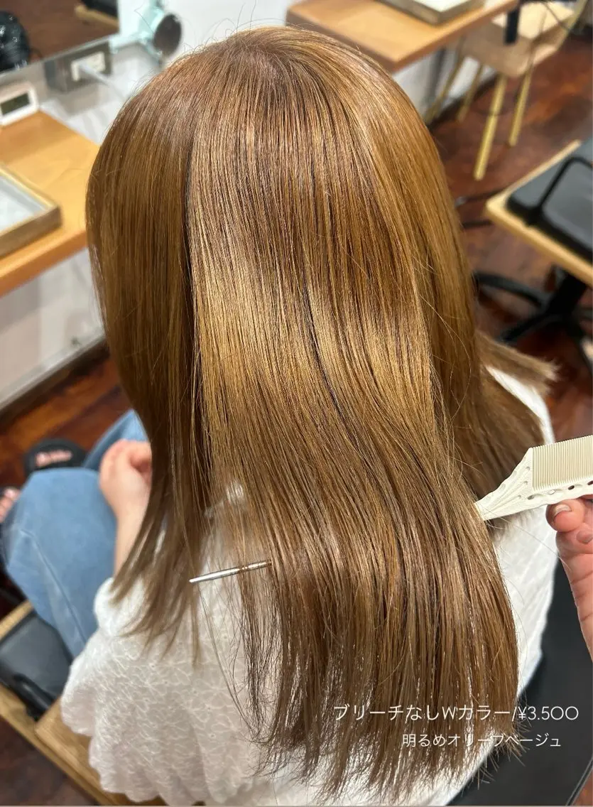 ミディアム カラー ベージュカラー ブリーチ ヘアカラー 佐藤光華/JANU /カラーモデルのヘアスタイル