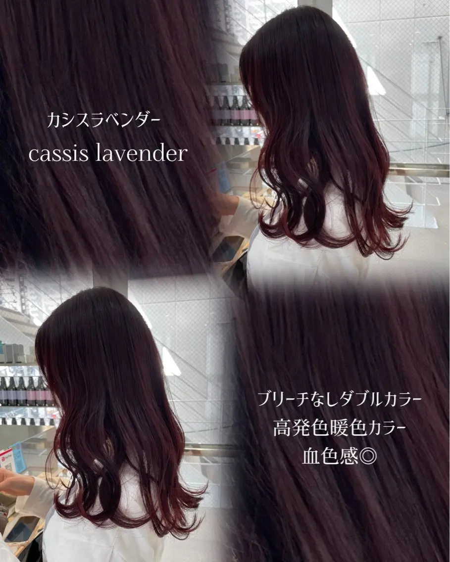 ミディアム カラー ヘアアレンジ ブリーチ カシス ダブルカラー ラベンダーカラー ブリーチなしカラー カット ヘアカラー トリートメント ヘアセット 🫧柔色/トレンド カラー/川辺晴加のヘアスタイル