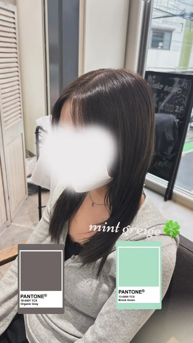 ミディアム カラー グレージュ ミント ヘアカラー トリートメント konomi∗*ﾟ /暖色🍇/縮毛矯正のヘアスタイル