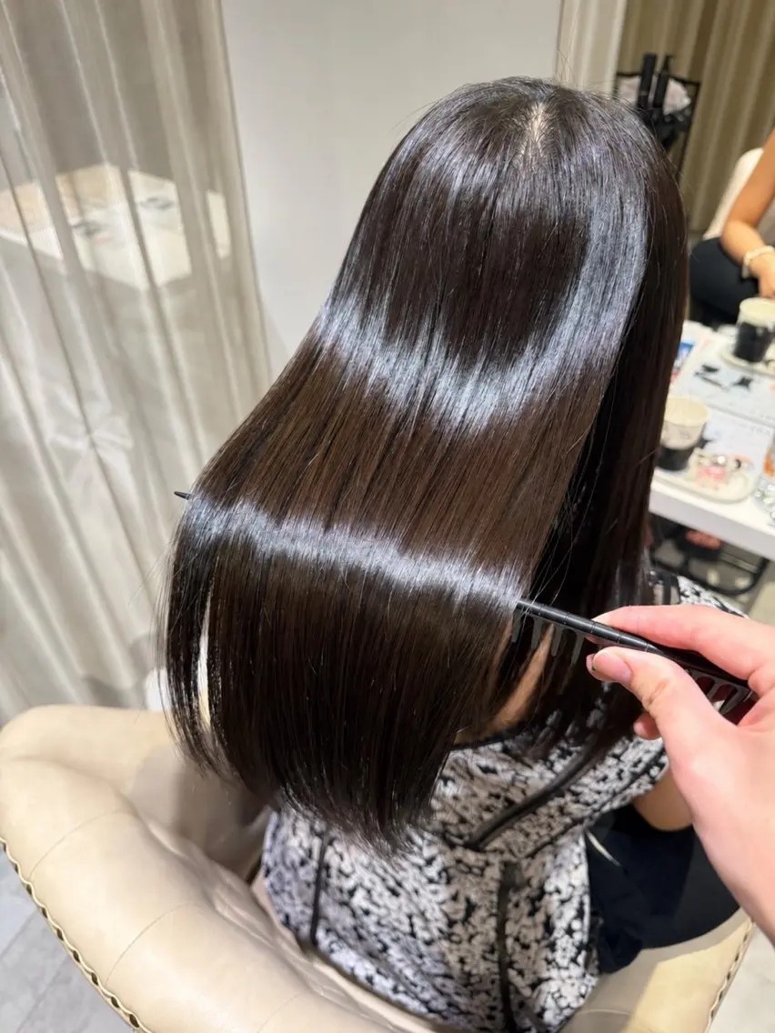 ミディアム カット ヘアカラー トリートメント 福山艶髪|髪質改善| 三宅星哉のヘアスタイル