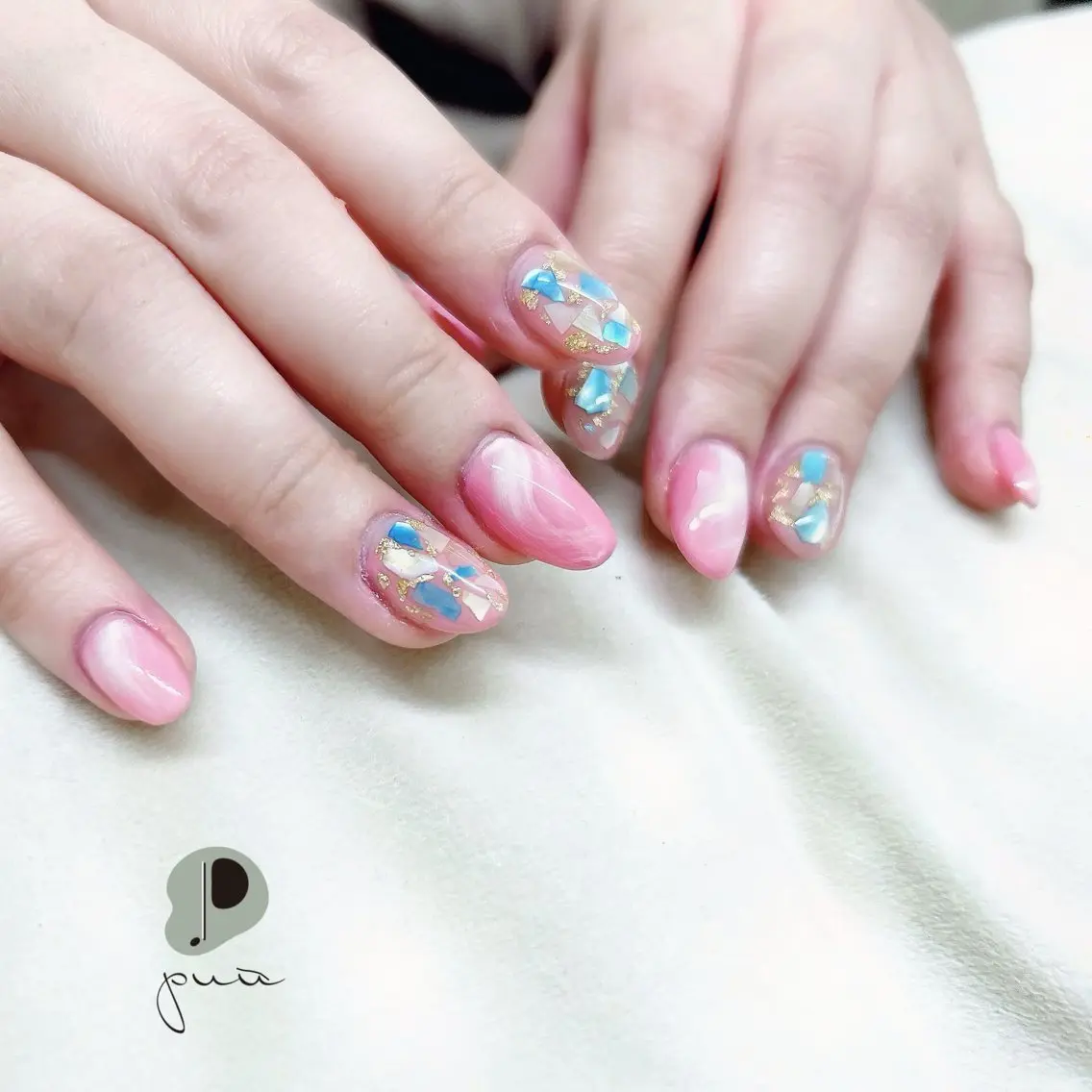 ネイル ニュアンスネイル スカルプネイル 夏ネイル ハンドネイル Nail salon puu kyotoのネイルデザイン