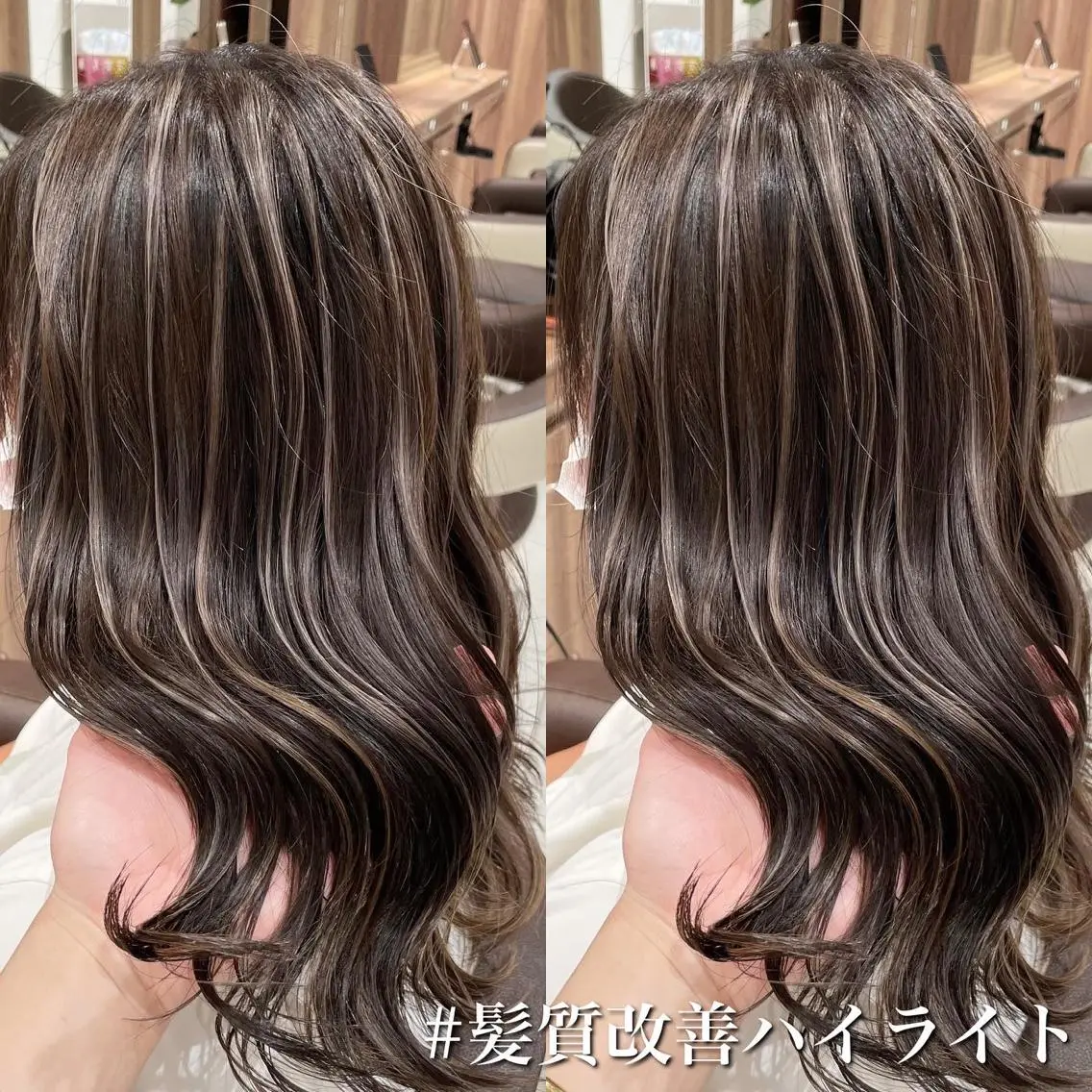 セミロング カラー ヘアアレンジ カット ヘアカラー トリートメント 白髪ぼかしハイライト 茗荷谷駅徒歩2分のヘアスタイル