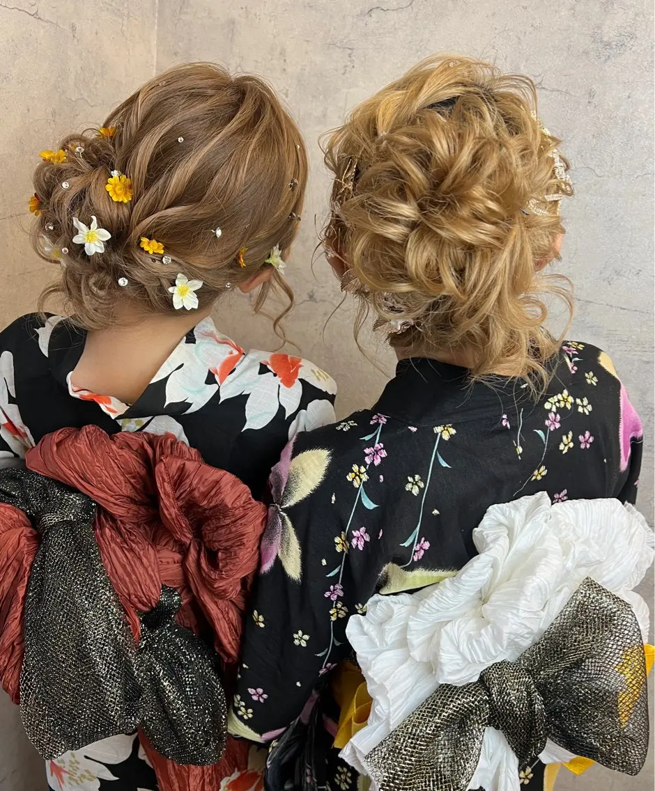 セミロング 浴衣 ヘアセット 【カメレオン】 しょうた みくꨄのヘアスタイル