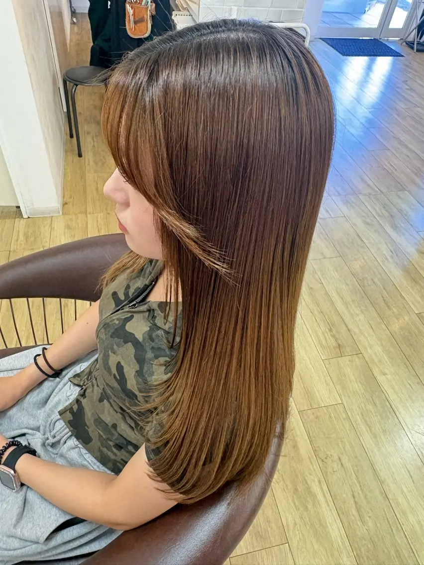 ロング 顔まわりレイヤー レイヤーカット 加藤 七夕奈のヘアスタイル
