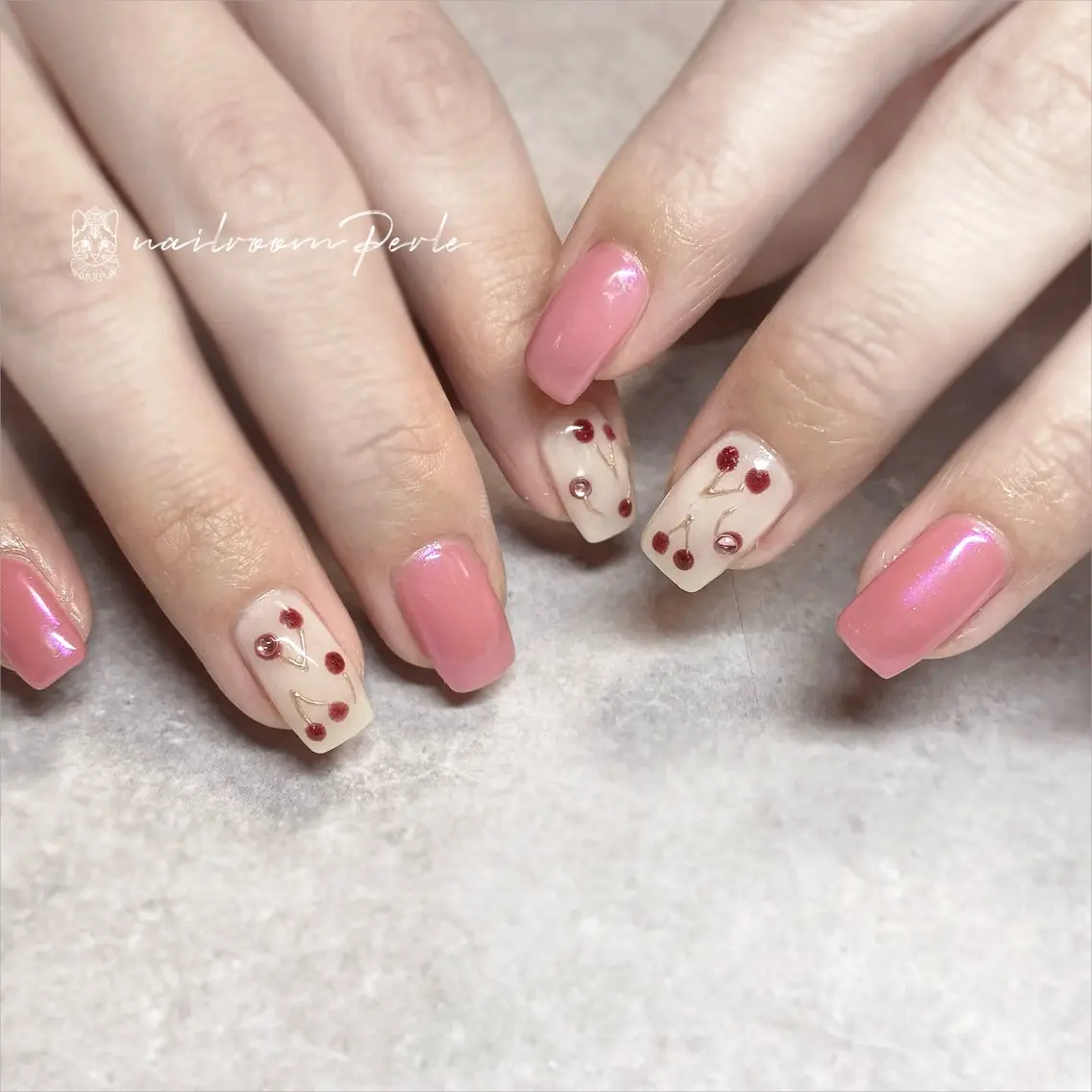 ネイル ピンク 春ネイル ハンドネイル nail room Perleのネイルデザイン