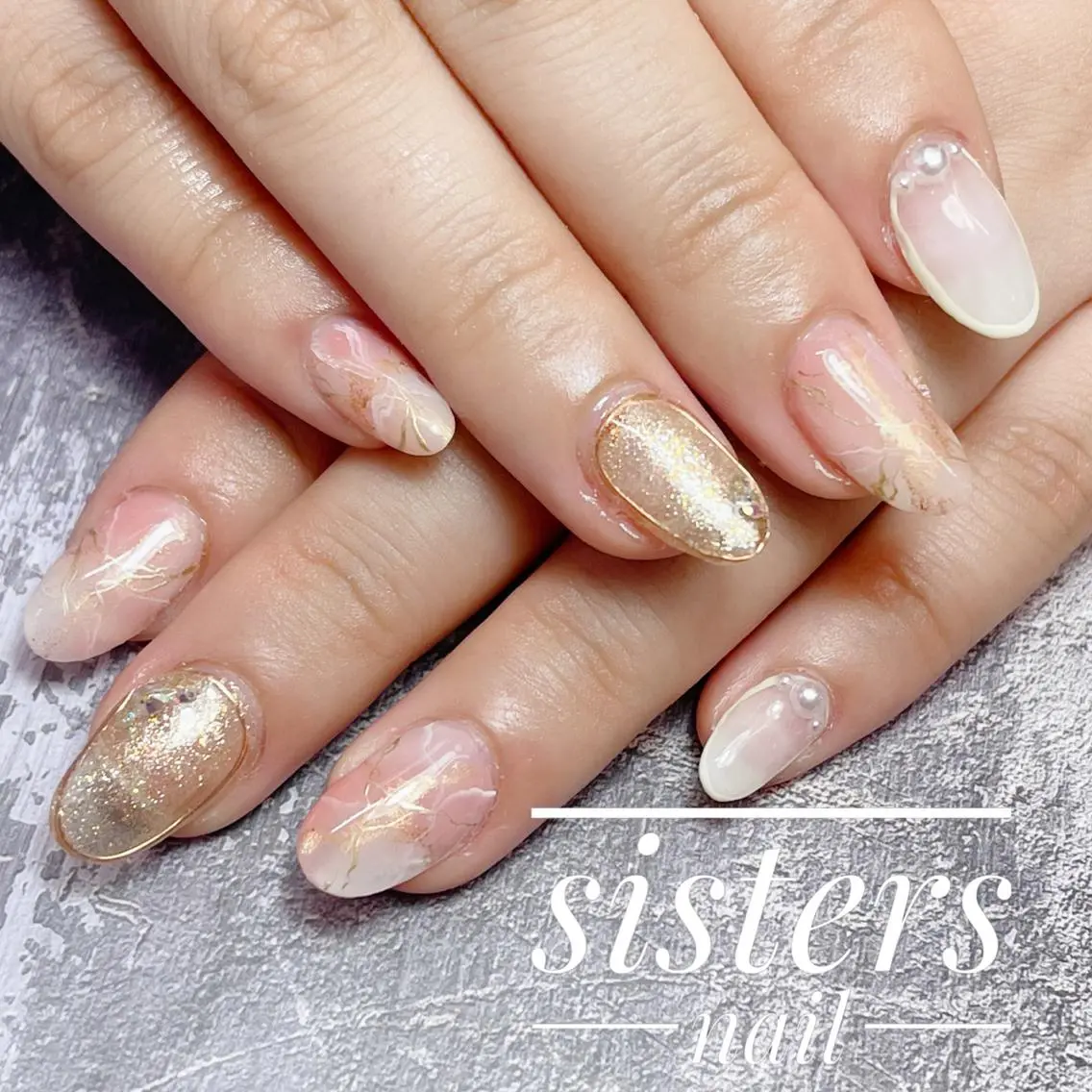 ネイル アートネイル キラキラネイル ニュアンスネイル ピンク スカルプネイル ハンドネイル ハンドケア sisters nail.fのネイルデザイン