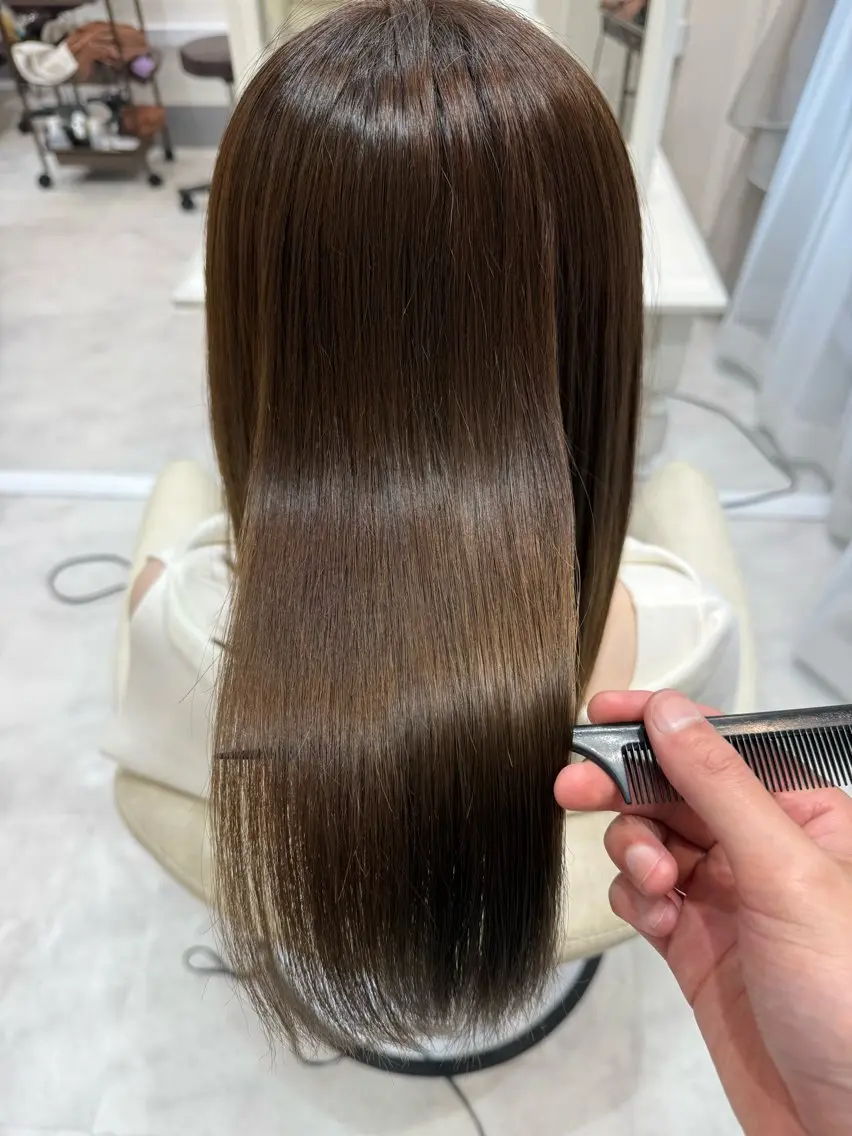 セミロング カット 縮毛矯正 Barrel 天王寺 YUUのヘアスタイル