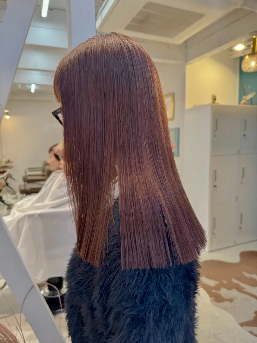 ロング カラー ブリーチ ブリーチなしカラー オレンジ ピンクカラー ヘアカラー トリートメント 透明感/縮毛/ボブ CHIHIROのヘアスタイル