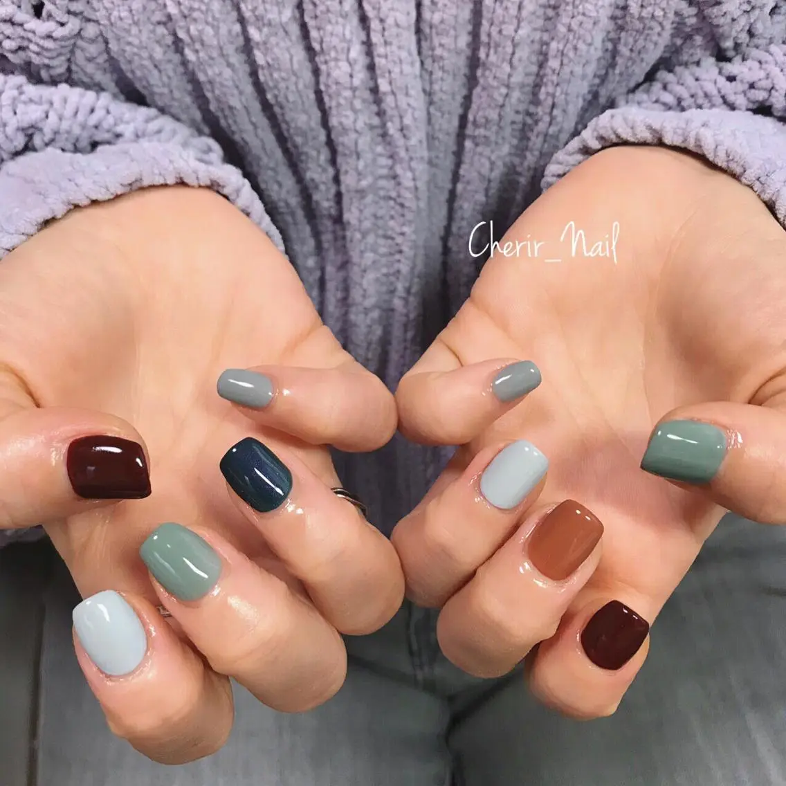 ネイル カジュアル ワンカラーネイル ショートネイル シンプルネイル スクエアネイル Cherirnail kaoriのネイルデザイン