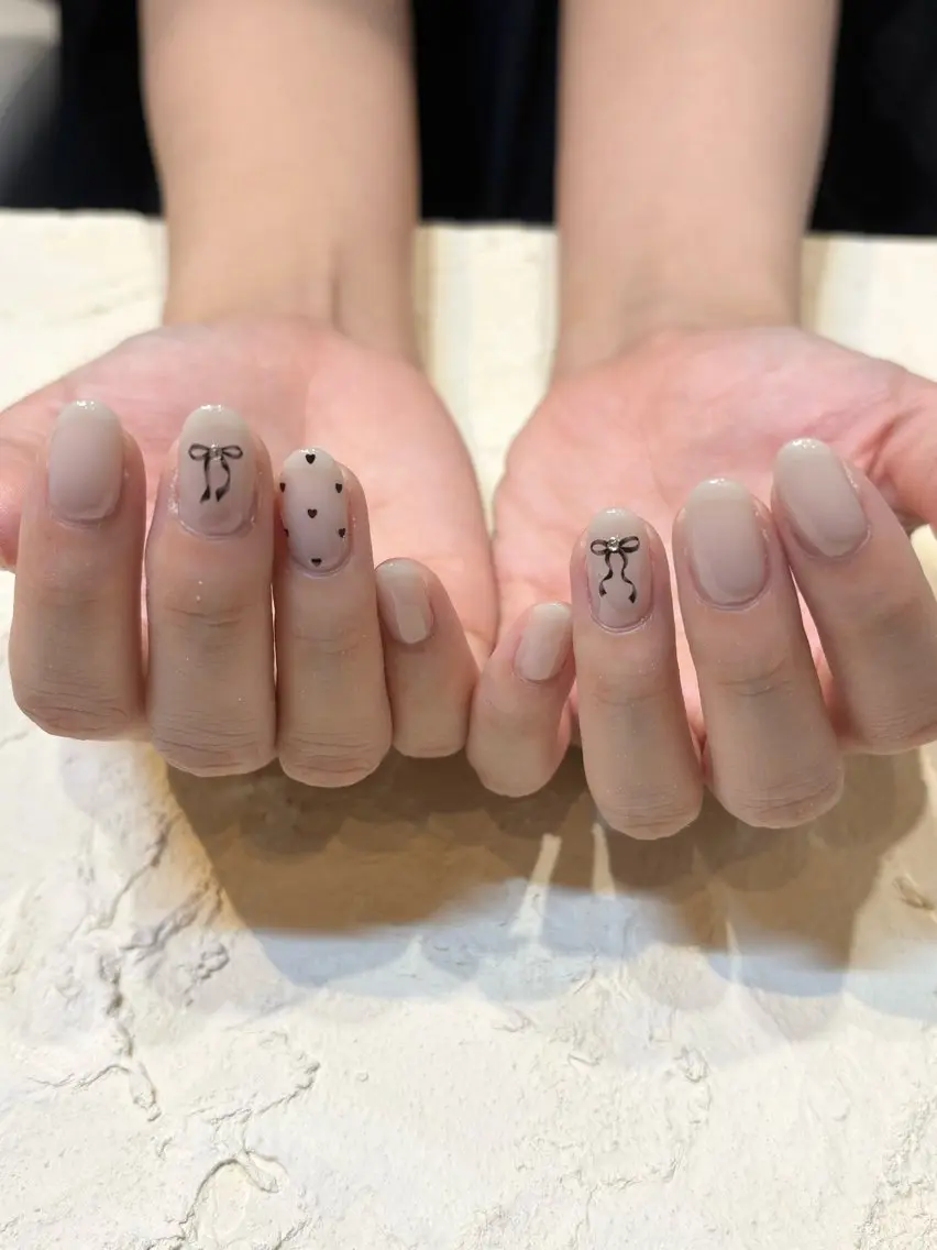 ネイル ハート リボン 春日井BELEA 川村のネイルデザイン