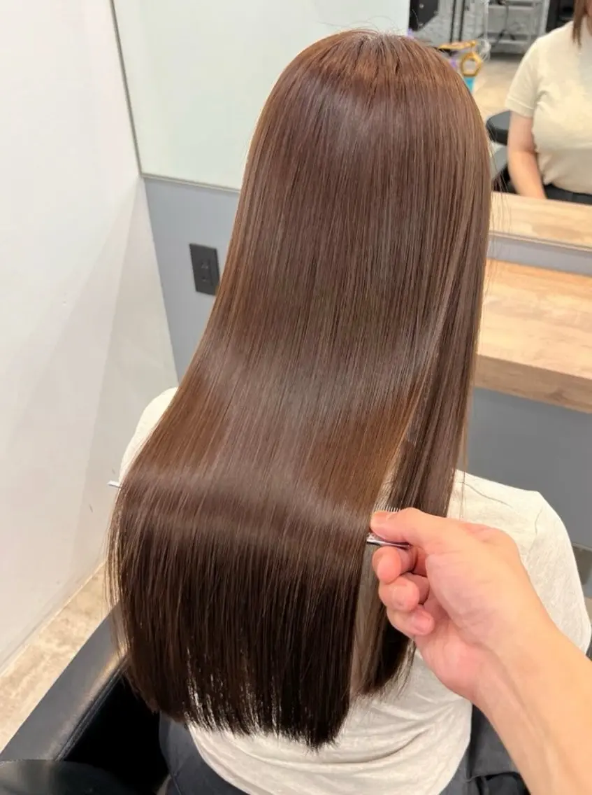 ミディアム カラー パーマ カット 縮毛矯正 トリートメント ヘッドスパ ヘアセット 髪質改善/縮毛矯正/ 透明感🩵NANAのヘアスタイル