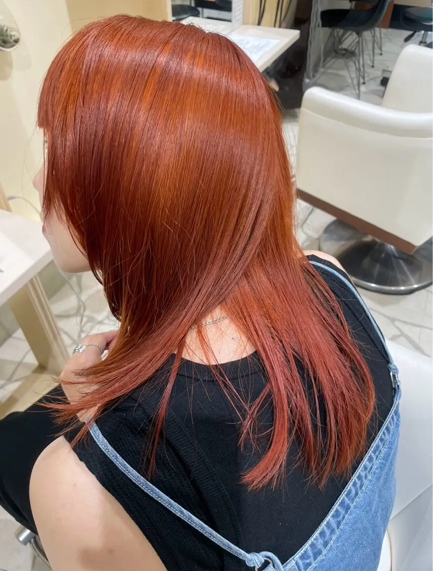 ロング カラー オレンジ 山口 陸のヘアスタイル