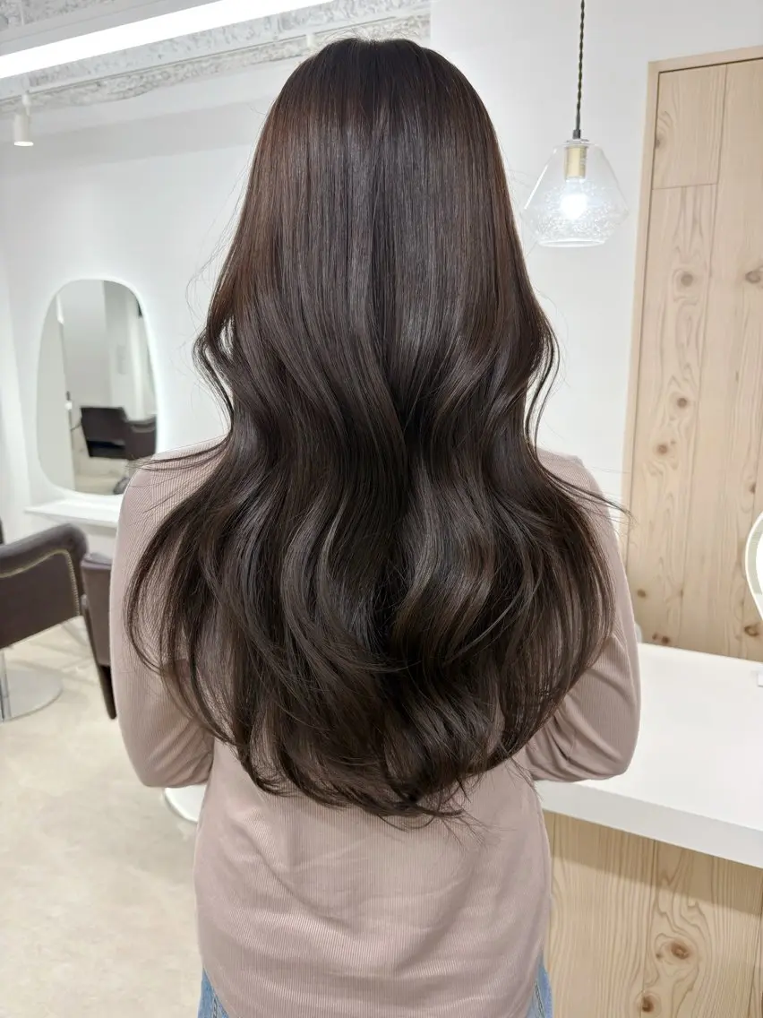 セミロング カラー カット ヘアカラー トリートメント ヘアセット 新宿/韓国ヘア/ 髪質改善ストレートのヘアスタイル