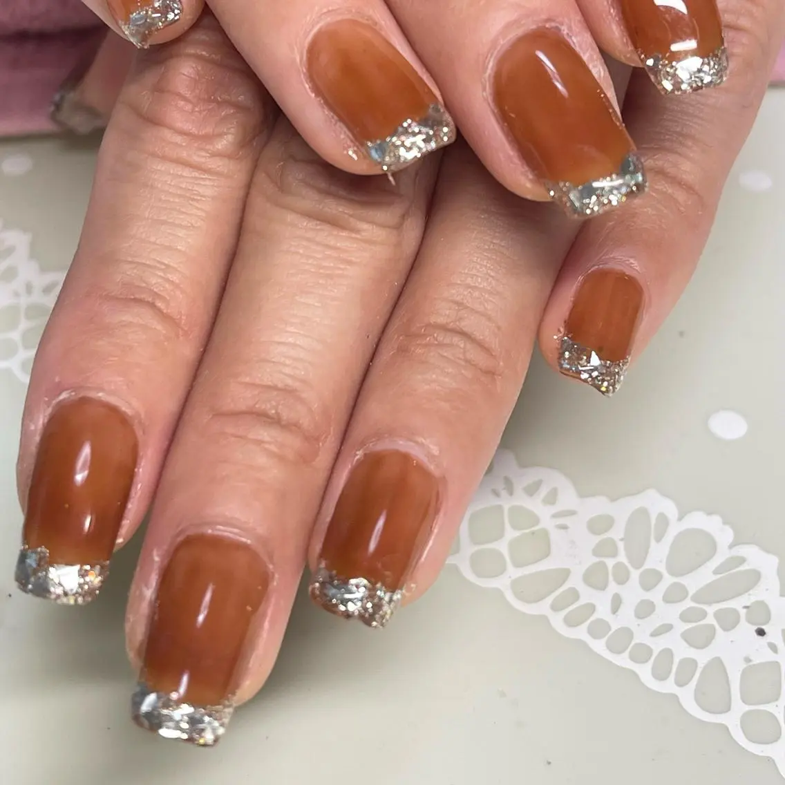 ネイル フレンチネイル ガラスフレンチ Flora nailのネイルデザイン