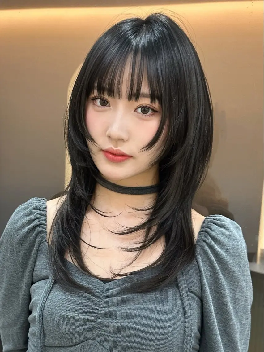 セミロング カラー カット ヘアカラー 縮毛矯正 トリートメント 縮毛矯正 髪質改善 韓国風レイヤー 吉田のヘアスタイル