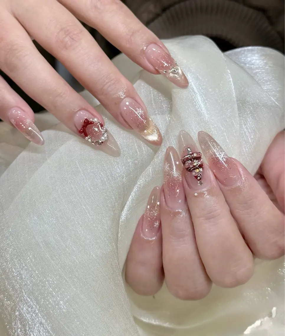 ネイル アートネイル オーロラネイル チークネイル 長さ出し フットネイル ハンドネイル Blossom nail_研修のネイルデザイン