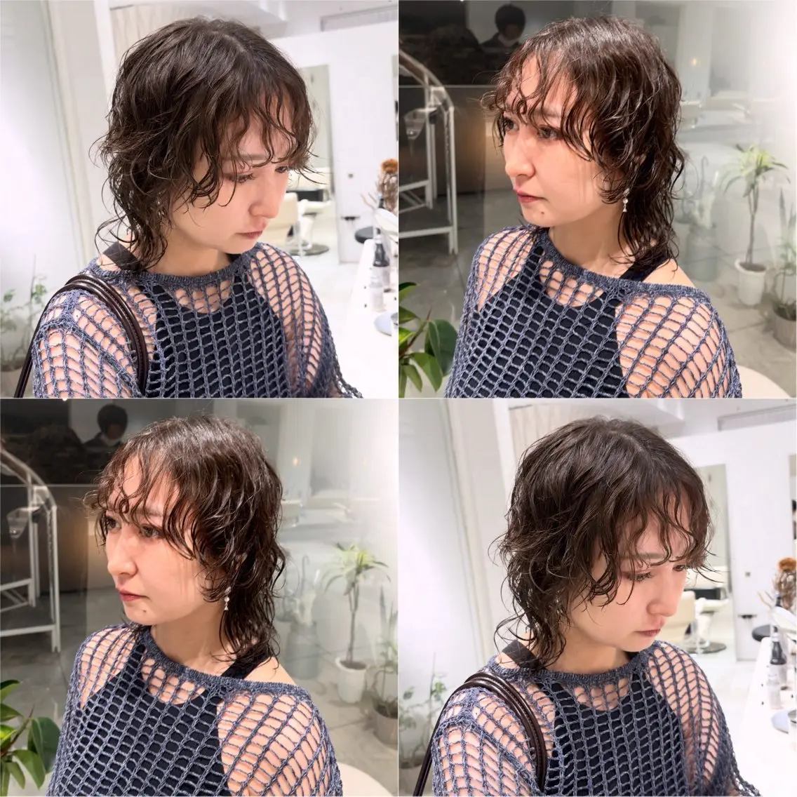 ミディアム カラー パーマ ミディアムパーマ レイヤーカット ウルフカット スパイラルパーマ カット パーマ ヘッドスパ ヘアセット カジュアルを女っぽく 𝗮𝘆𝗮𝗰𝗼のヘアスタイル