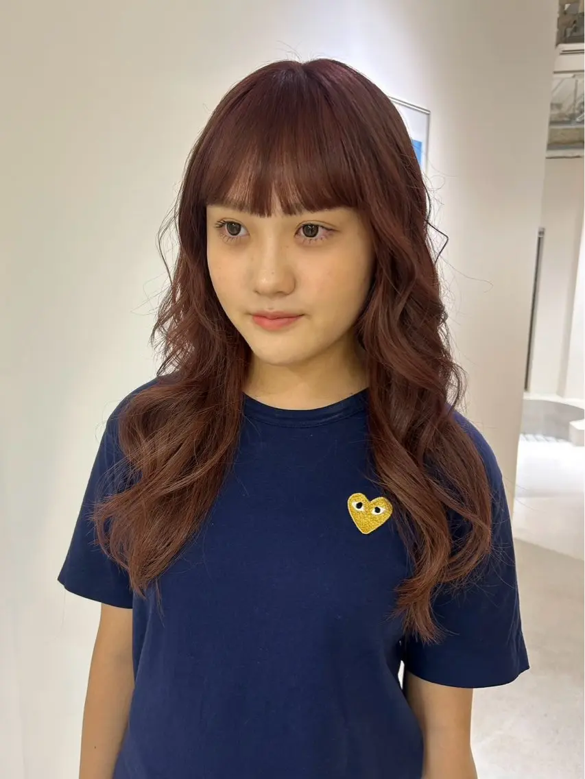 セミロング オレンジブラウン ヘアカラー 加藤 優那のヘアスタイル