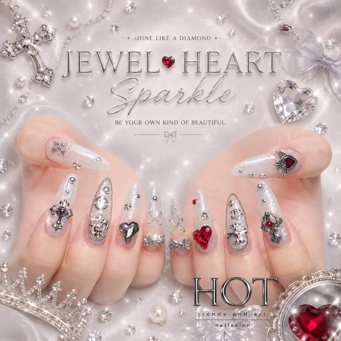 ネイル アートネイル オーロラネイル クリアネイル 長さ出し フレンチネイル ハンドネイル HOT Nail Salonのネイルデザイン