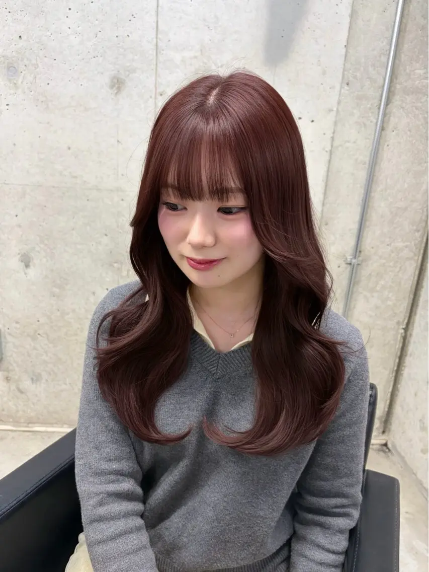 ロング カラー ブラウンカラー 透明感カラー くびれヘア レイヤーカット カット ヘアカラー lafit kaede/韓国ヘアのヘアスタイル
