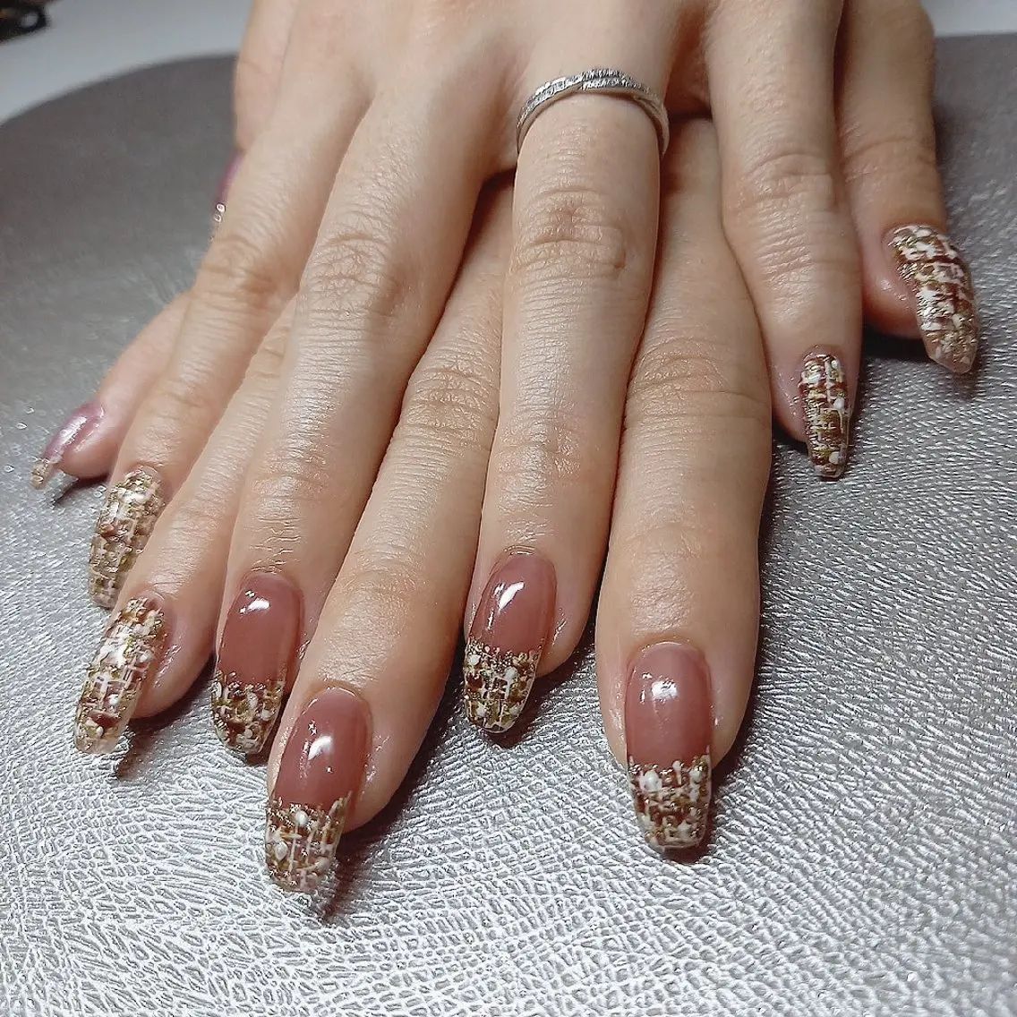ネイル フレンチネイル ツイードネイル salon de  Princessのネイルデザイン