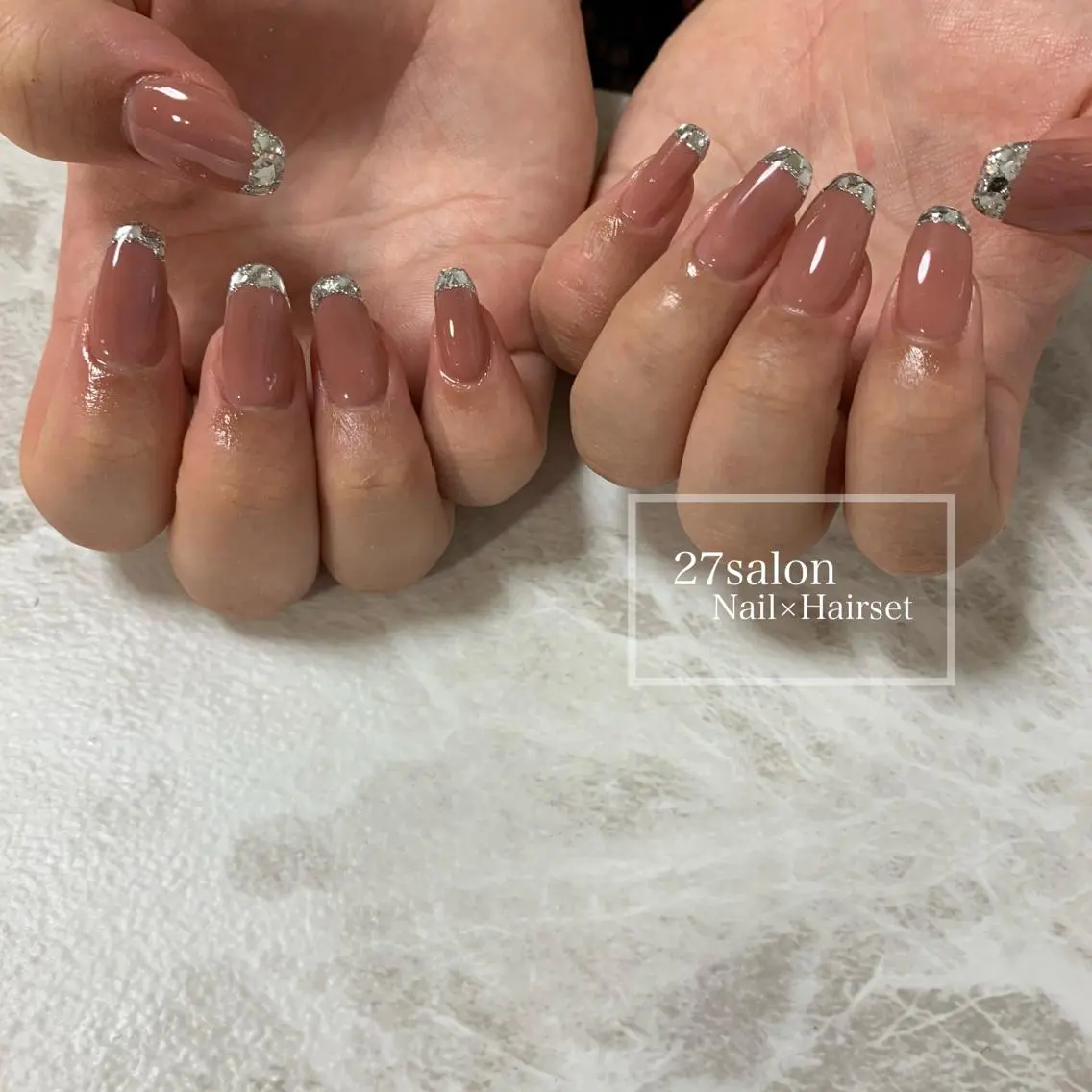 ネイル フレンチネイル ガラスフレンチ 27salon yuinaのネイルデザイン