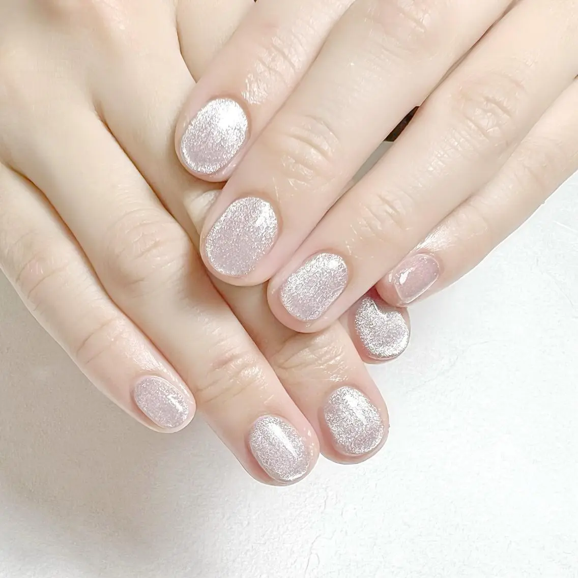ネイル キラキラネイル マグネットネイル ワンカラーネイル ピンク ショートネイル rouse nail RISATOのネイルデザイン