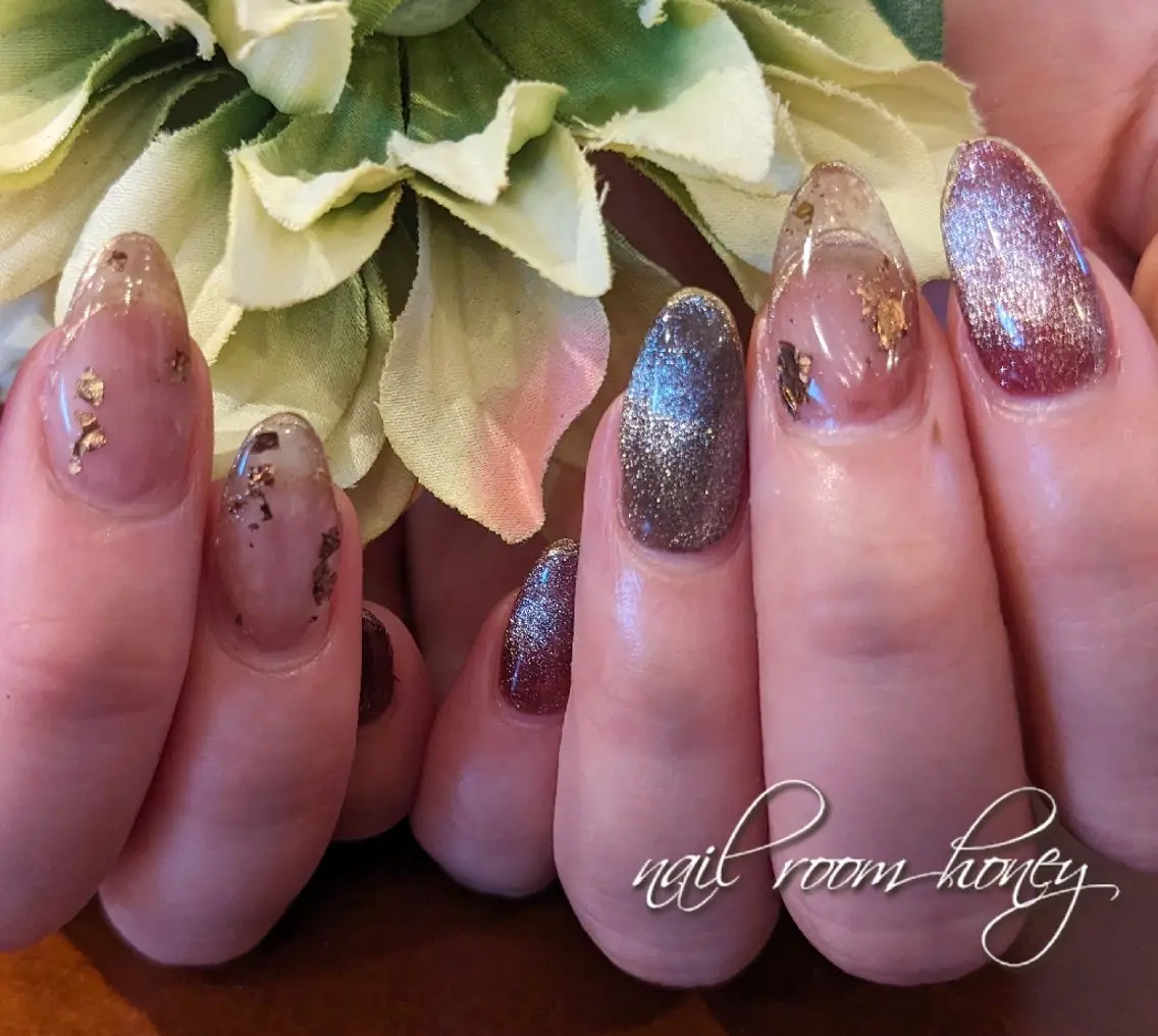 ネイル クリアネイル ジェルネイル マグネットネイル スカルプネイル ハンドネイル nail room  honeyのネイルデザイン