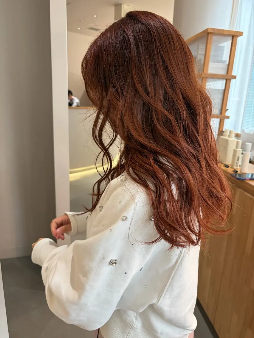 ロング カラー オレンジ 平尾✨ブリーチ&ダブ ルカラー✨Tommyのヘアスタイル