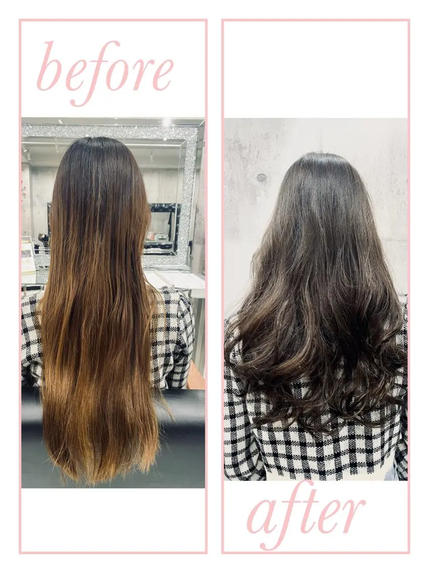 ヘアカラー＋Aujua4ステップトリートメント＋シャンプー＆ブローの写真