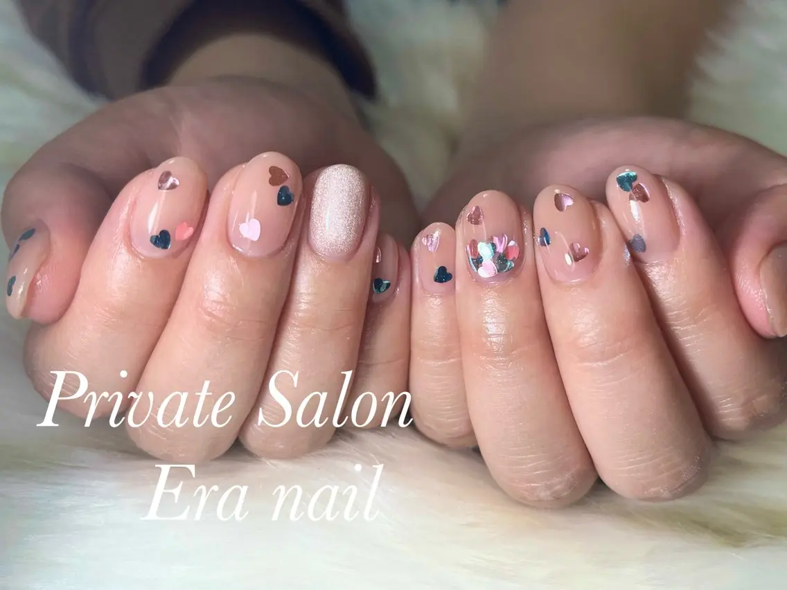 ネイル ハート ホログラムネイル 春ネイル Era nailのネイルデザイン