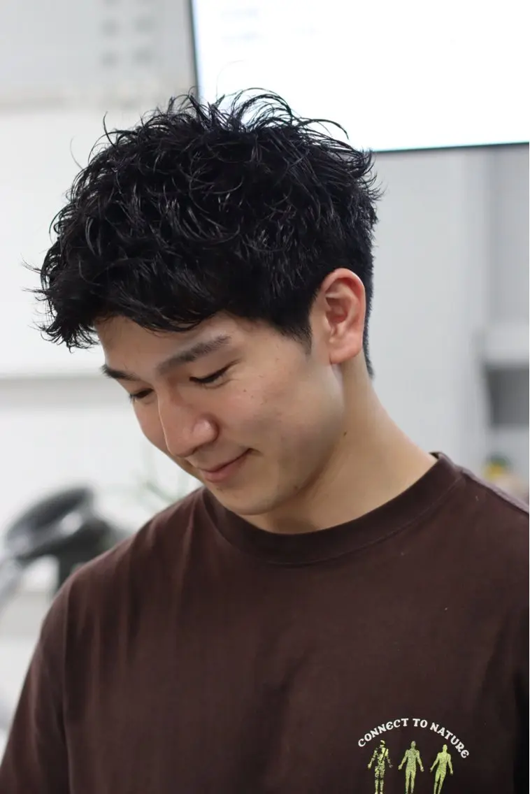 ショート パーマ メンズ メンズパーマ ショートヘア カット パーマ 鈴木 静のヘアスタイル