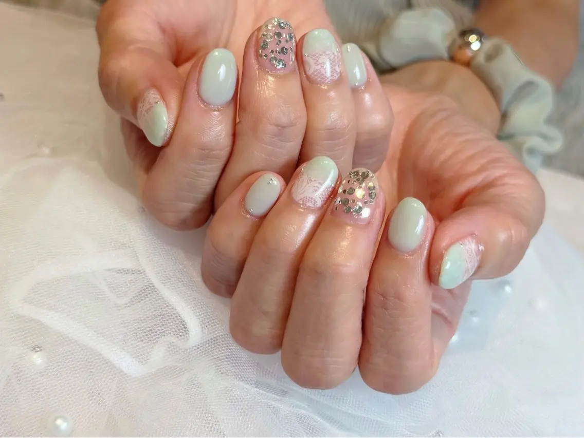 ネイル クリアネイル フラッシュネイル フラッシュマグ フレンチネイル マグネットネイル Luana nailのネイルデザイン