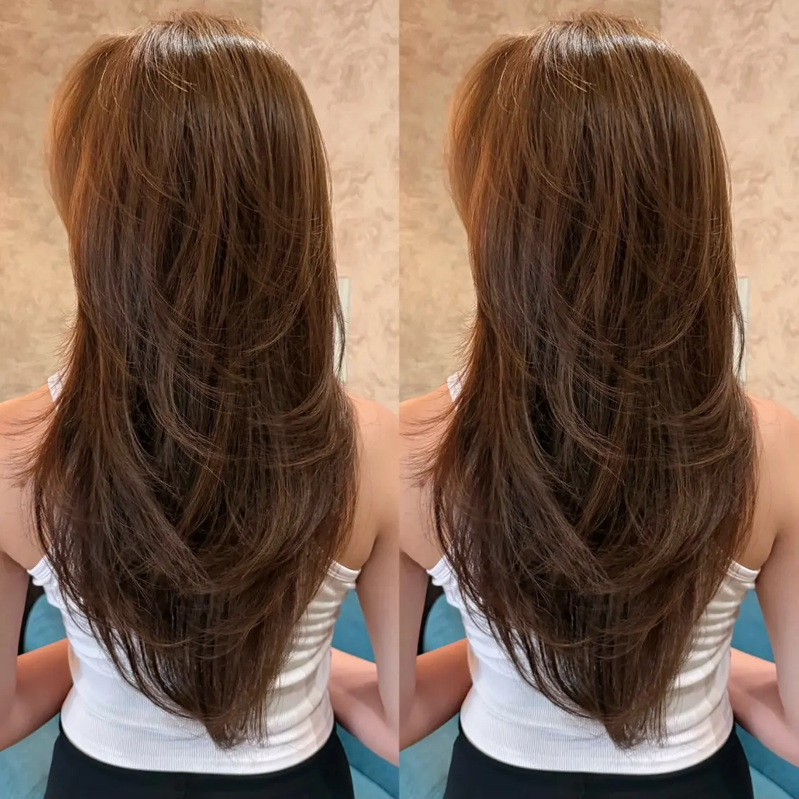 ロング カラー カット ヘアカラー トリートメント 🍒ハイレイヤー🍒 海外ヘア🍒Momoのヘアスタイル