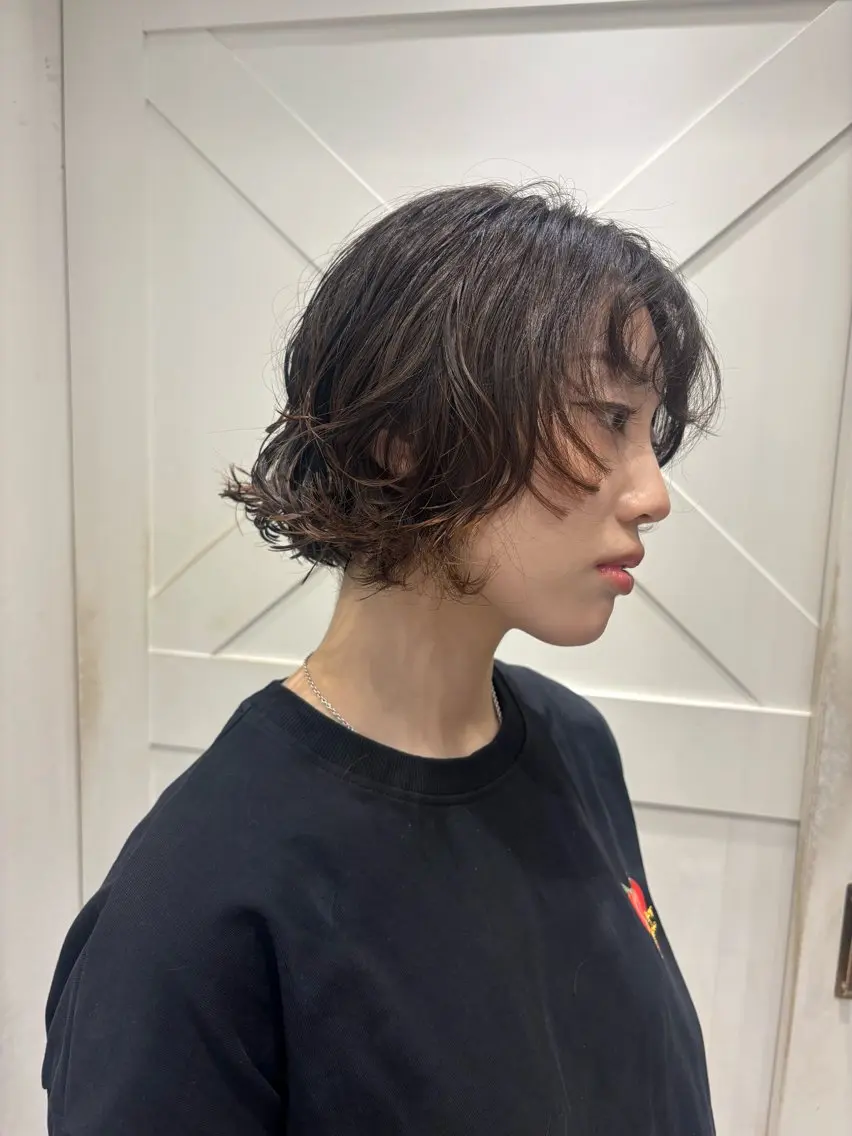 ショート パーマ カット パーマ ゆるふわパーマ🌼 アレンジ🌼リョウカのヘアスタイル