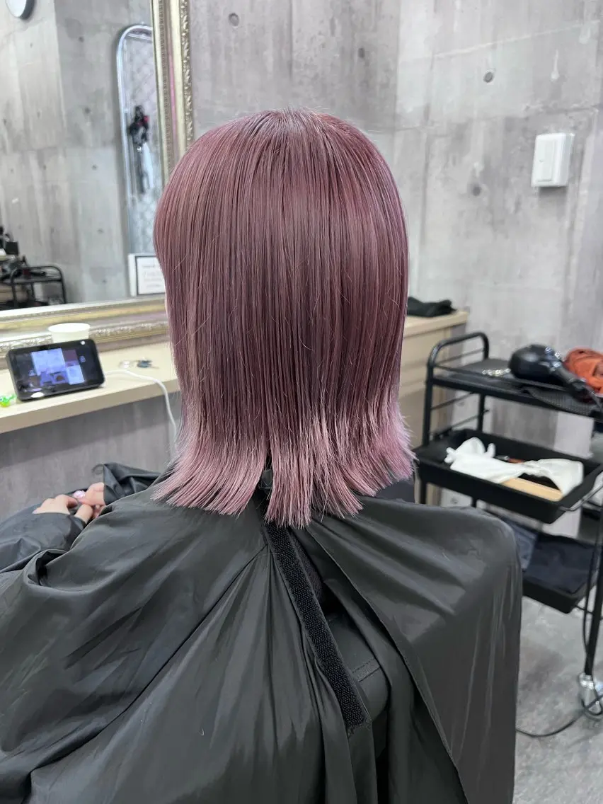 ミディアム サニーサイド大名 ダブルカラー髪質改善のヘアスタイル