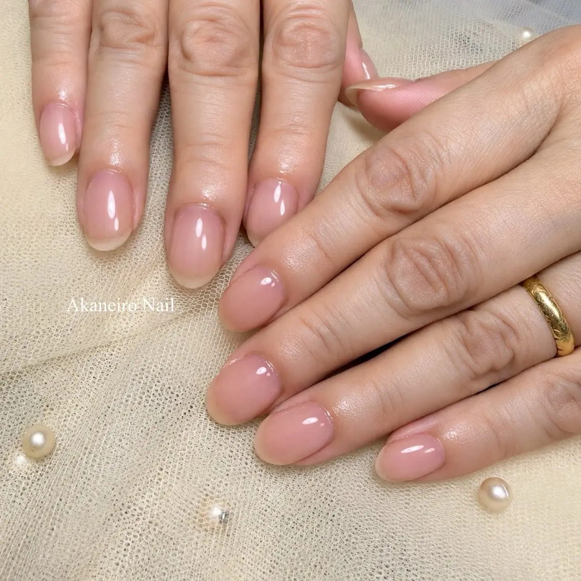 ネイル オフィスネイル ワンカラーネイル ピンク シンプルネイル Akaneiro Nailのネイルデザイン