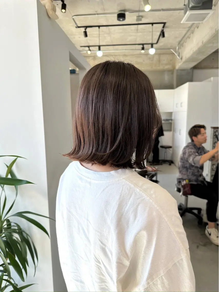 ミディアム 切りっぱなしボブ ボブ カット ヘアカラー ボブ/レイヤー/眉 maru☺︎の眉毛・アイブロウイメージ