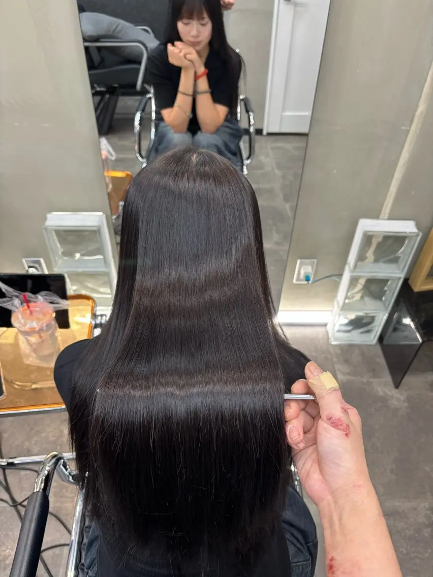 ミディアム 髪質改善 縮毛矯正 髪質改善ストレート/ ブリーチ／渋谷　福田のヘアスタイル