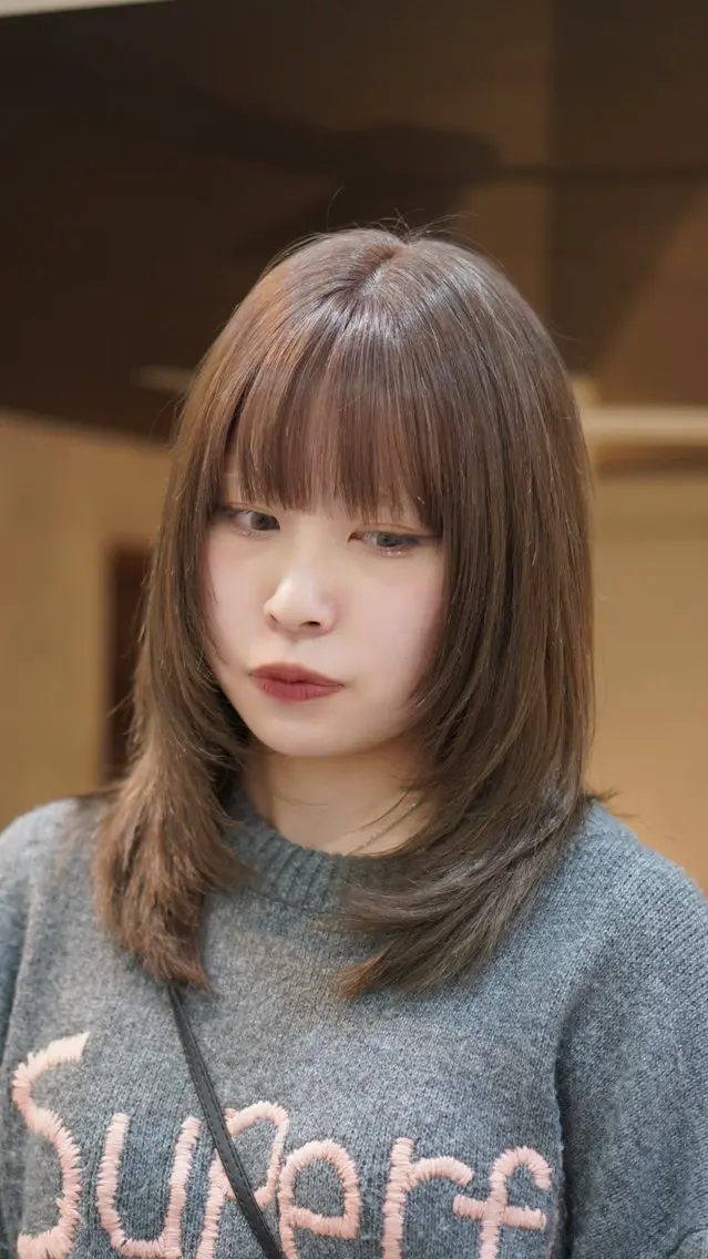 ミディアム 顔周りカット レイヤーカット カットモデル募集中 千葉大夢のヘアスタイル