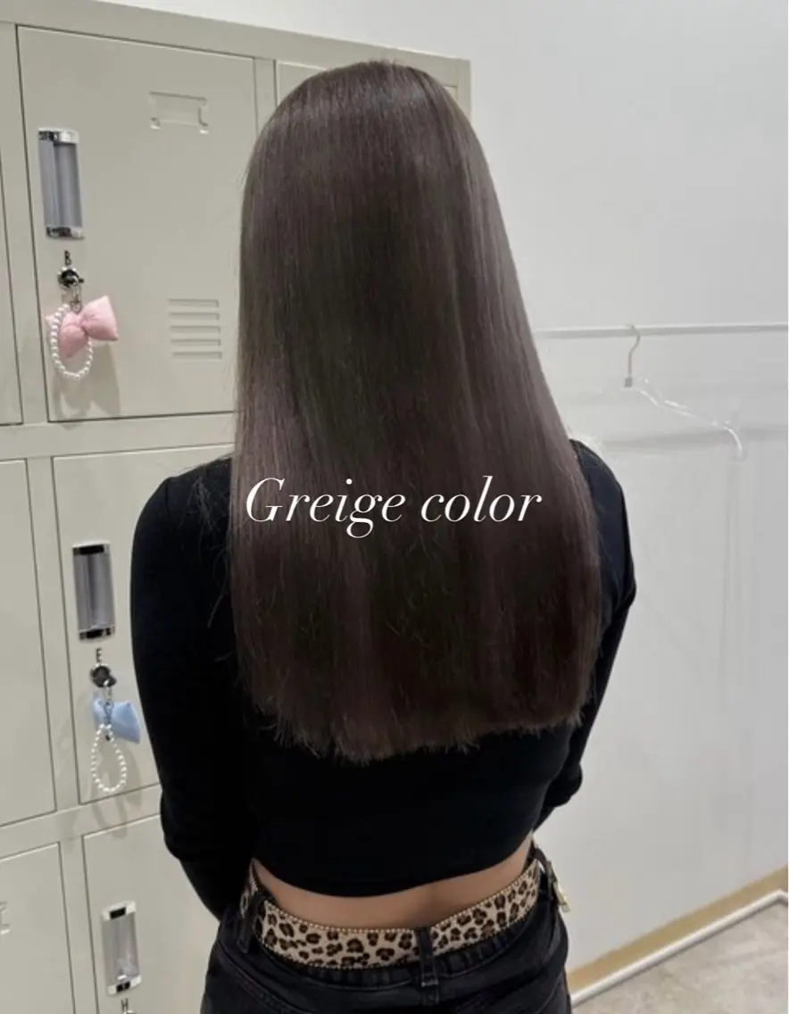 ロング カラー ブリーチ 透明感カラー グレージュ カット ヘアカラー トリートメント 透明感/レイヤー/ 縮毛矯正/ほのか🍪のヘアスタイル