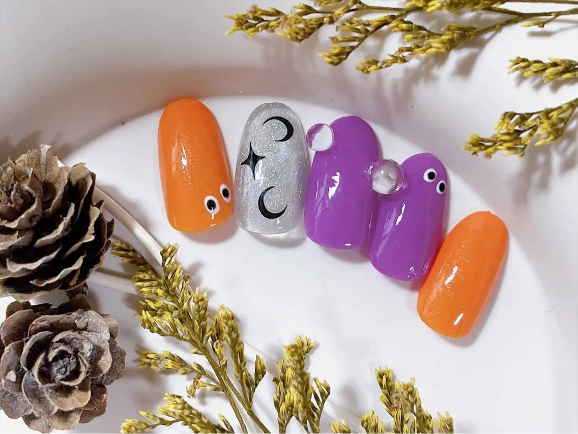 ネイル ジェルネイル ハロウィン オフィスネイル パラジェル ハンドネイル kiki nail &brow二子玉川のネイルデザイン